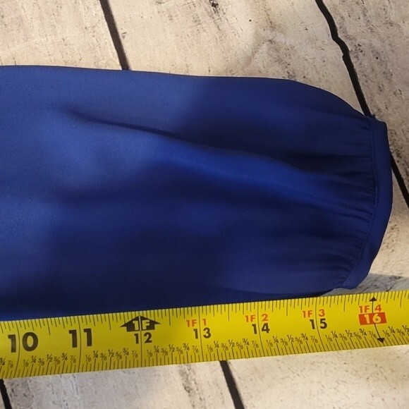 J. Crew Royal Blue Tassel Trim Long Sleeve Tunic Polyester Blouse Top Size 2 - Picture 10 of 11